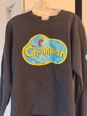 Champion x Dr. Seuss Black Shirt with Blue and Yellow Logo